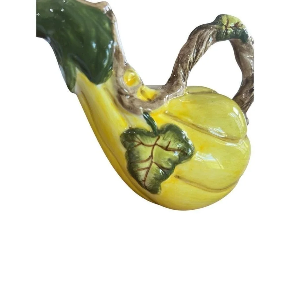 Vintage Bico Figural Squash Gourd Creamer Ceramic Yellow Veggie Pitcher
